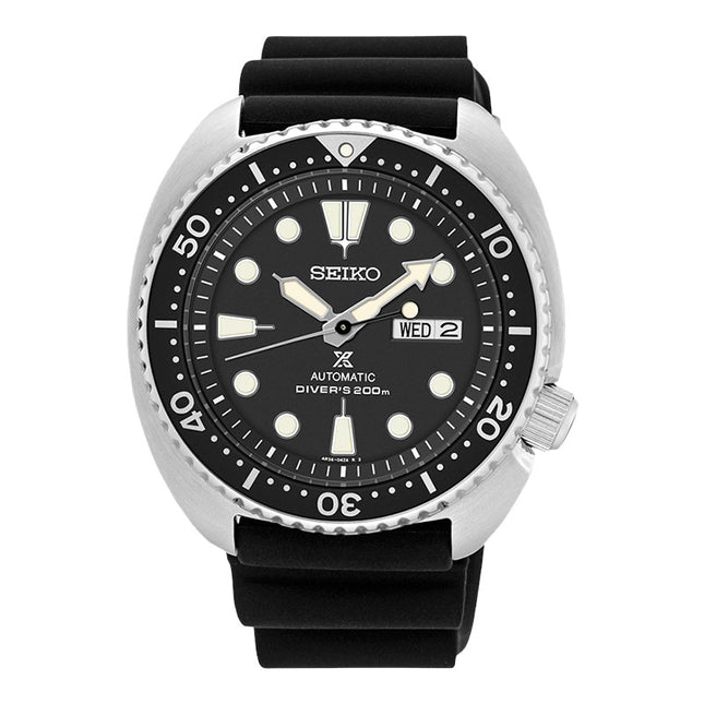 Seiko Prospex SRPE93K1 Turtle Automatic Divers 200M Black Dial Black Rubber Strap