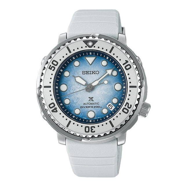 Seiko Prospex SRPG59K1 Save The Ocean Penguin Baby Tuna Automatic Divers 200M White Rubber Strap