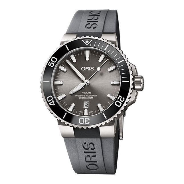 Oris Aquis 01-733-7730-7153-07-4-24-63TEB Titanium Date Men Grey Dial Grey Rubber Strap