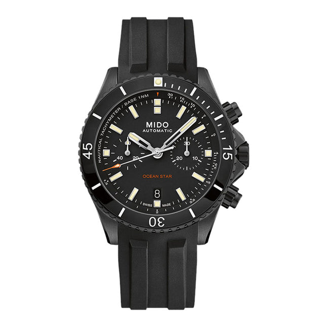 MIDO Ocean Star M026.627.37.051.00 Captain Chronograph Black Dial Black Rubber Strap