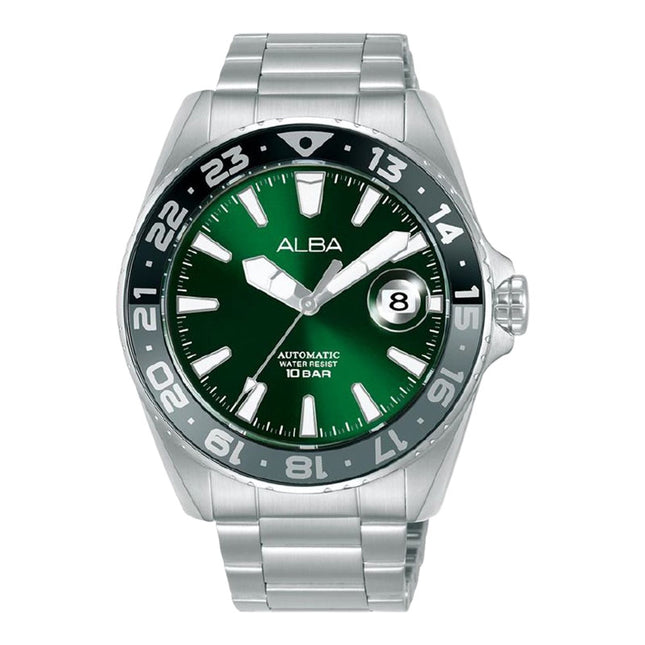 Alba Mechanical AU4077X1 Automatic Men Green Dial Stainless Steel Strap