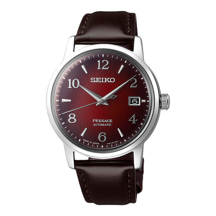Seiko Presage SRPE41J1 Cocktail Negroni Red Dial Dark Red-Brown Leather Strap