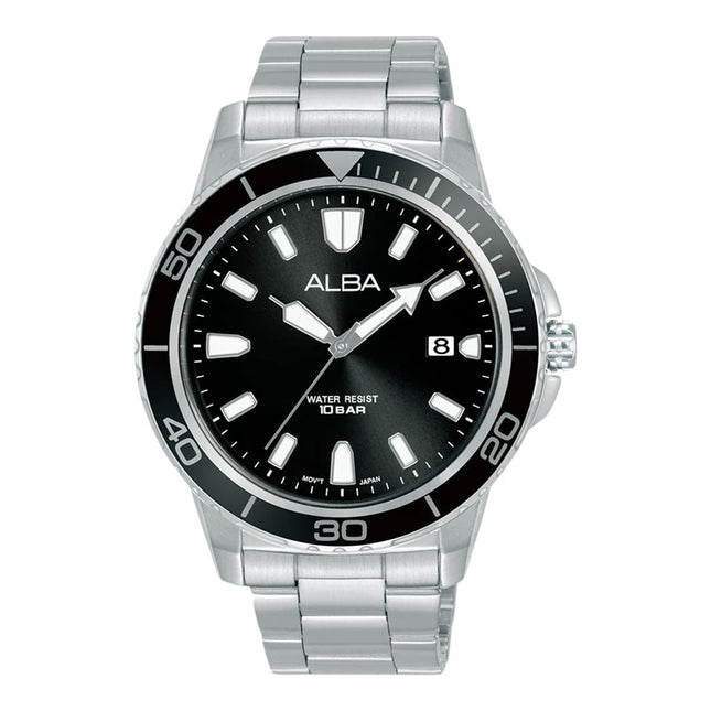 Alba Active AS9U13X1 Men Black Gradation Dial Stainless Steel Strap