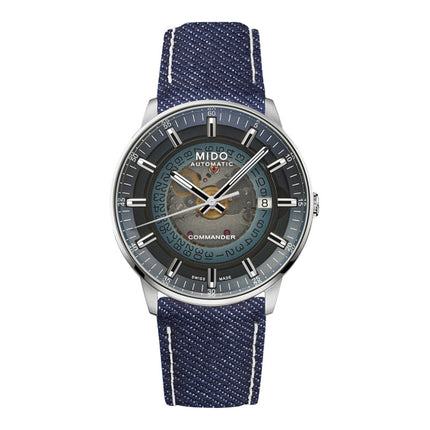 Mido Commander M021.407.18.411.00 Gradient Blue Dial Blue Fabric Strap
