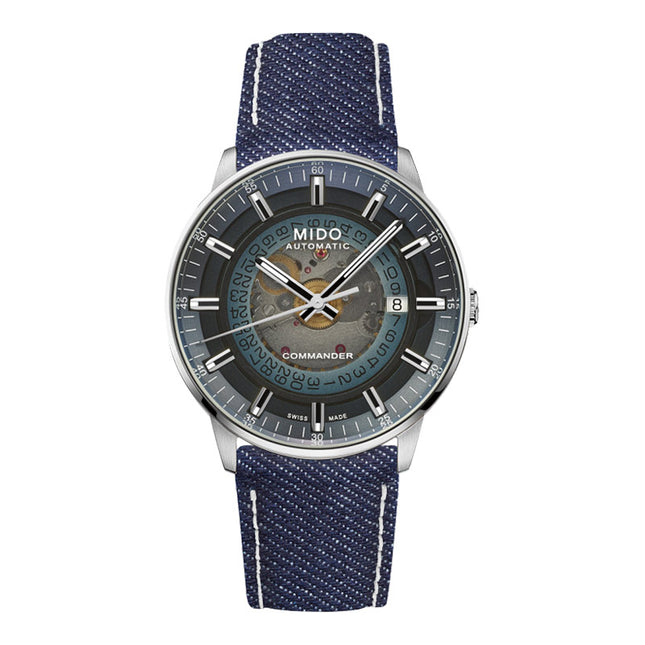 Mido Commander M021.407.18.411.00 Gradient Blue Dial Blue Fabric Strap