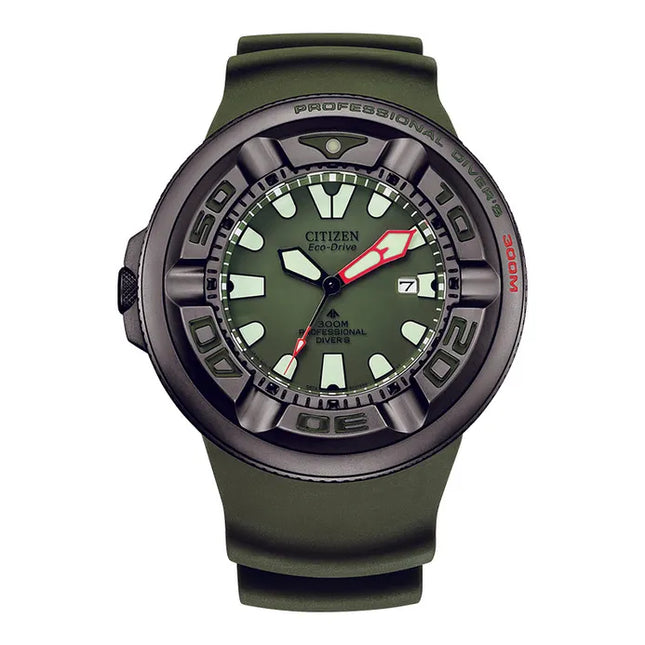 Citizen Promaster BJ8057-17X Ecozilla Divers Green Dial Green Polyurethane Strap