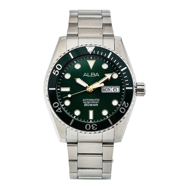 Alba Mechanical AL4287X1 Men Green Dial Stainless Steel Strap