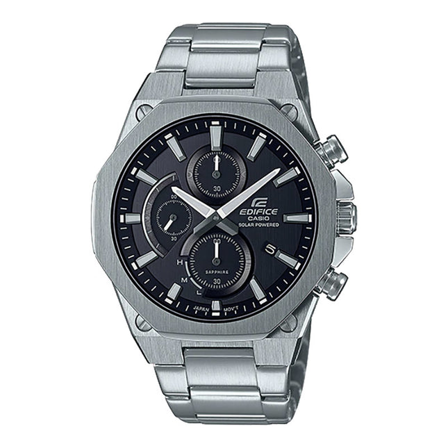 Casio Edifice Slim Line EFS-S570D-1AUDF Chronograph Tough Solar Black Dial Stainless Steel Band