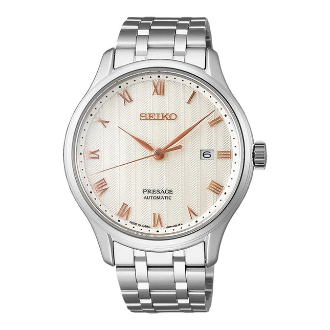 Seiko Presage SRPF45J1 Zen Garden Men Beige Dial Stainless Steel Strap