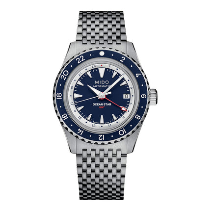 MIDO Ocean Star M026.829.18.041.00 Men GMT Blue Dial Stainless Steel Strap + Extra Strap