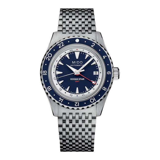 MIDO Ocean Star M026.829.18.041.00 Men GMT Blue Dial Stainless Steel Strap + Extra Strap
