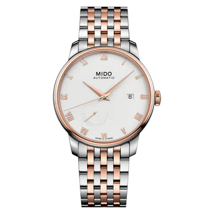 MIDO Baroncelli M027.428.22.013.00 Power Reserve White Dial Dual Tone Strainless Steel Strap