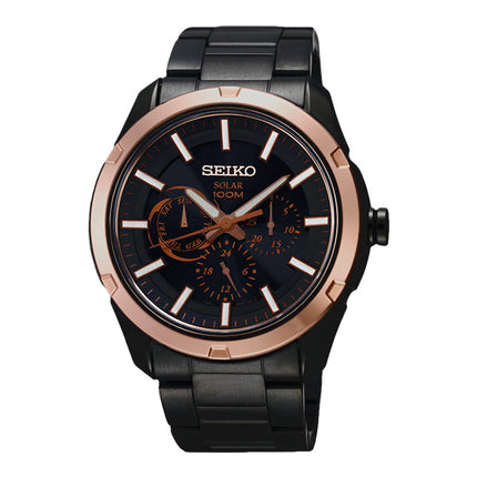 Seiko Solar SNE262P1 Black Dial Black Stainless Steel Strap