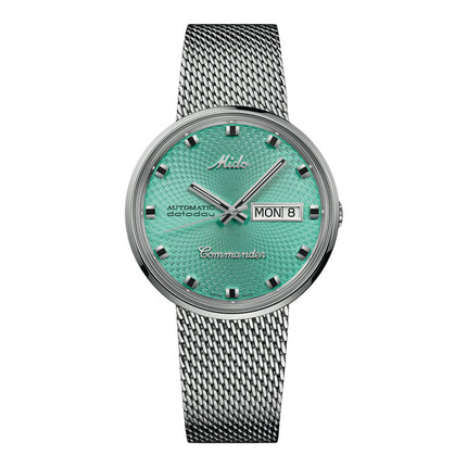 MIDO Commander M8429.4.25.11 1959 Datoday Automatic Turquoise Dial Mesh Strap