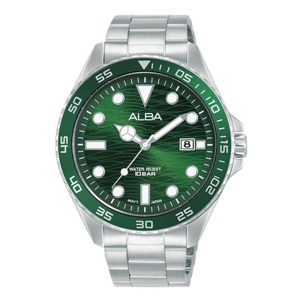 Alba Active AS9V59X1 Men Green Dial Stainless Steel Strap