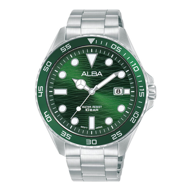 Alba Active AS9V59X1 Men Green Dial Stainless Steel Strap