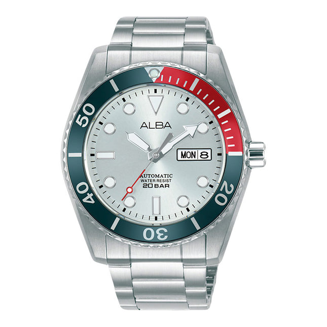 Alba Mechanical AL4295X1 Automatic Men Pepsi Silver White Dial Stainless Steel Strap
