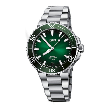 Oris Aquis 01-400-7769-4157-07-8-22-09PEB Date Automatic Green Dial Stainless Steel Strap