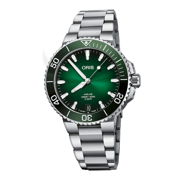 Oris Aquis 01-400-7769-4157-07-8-22-09PEB Date Automatic Green Dial Stainless Steel Strap