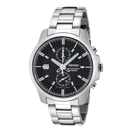 Seiko Chronograph SNN163P1 Men Black Dial Stainless Steel Strap