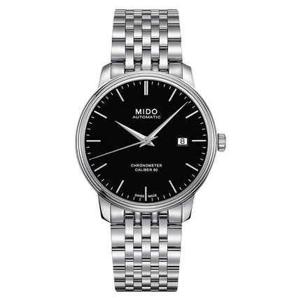 MIDO Baroncelli III M027.408.11.051.00 Chronometer Cal. 80 Automatic Black Dial St. Steel Strap