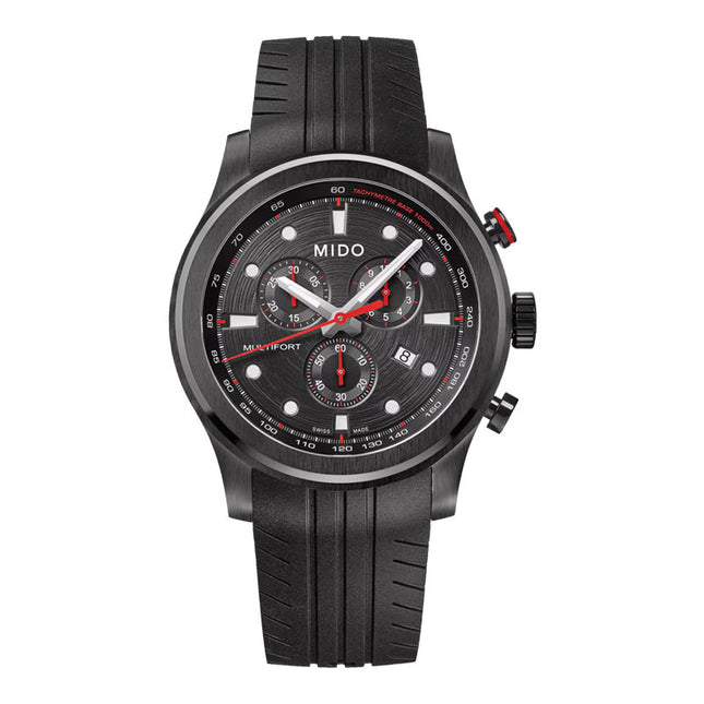 MIDO Multifort M053.417.37.051.00 Chronograph Black Dial Black Rubber Strap