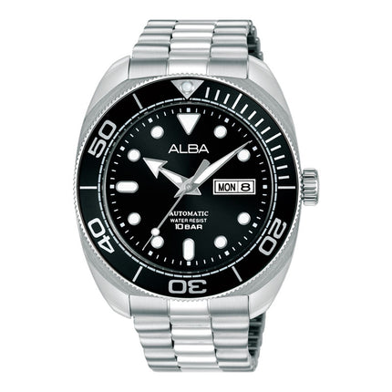 Alba Mechanical AL4825X1 Automatic Men Baby Turtle Black Dial Stainless Steel Strap