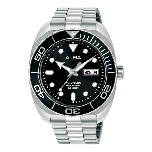Alba Mechanical AL4825X1 Automatic Men Baby Turtle Black Dial Stainless Steel Strap