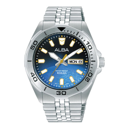 Alba Active Gravity AV3589X1 Men Blue Gradient Dial Stainless Steel Strap