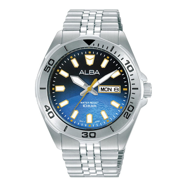 Alba Active Gravity AV3589X1 Men Blue Gradient Dial Stainless Steel Strap