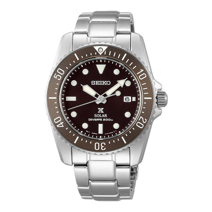 Seiko Prospex SNE571P1 Solar Divers 200M Dark Brown Dial Stainless Steel Strap