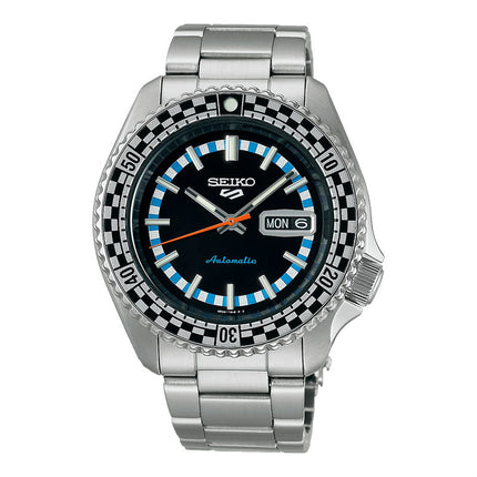 Seiko 5 Sports SRPK67K1 5KX SKX Checker Flag Black Dial Stainless Steel Strap Special Edition