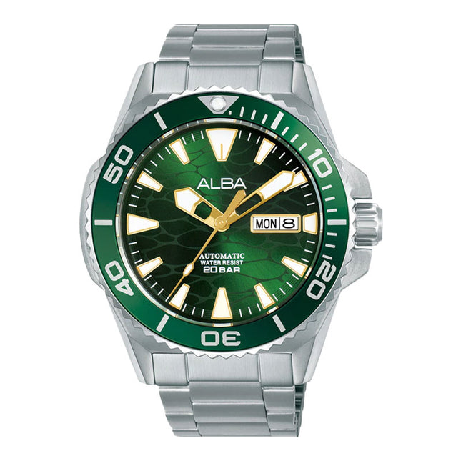Alba Mechanical A3B015X1 Automatic Men Green Gradient Dial Stainless Steel Strap
