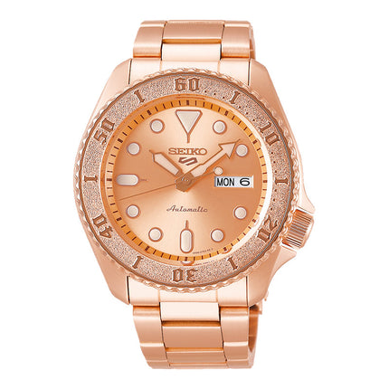 Seiko 5 Sports SRPE72K1 Street Style Rose Gold Dial Rose Gold Stainless Steel Strap