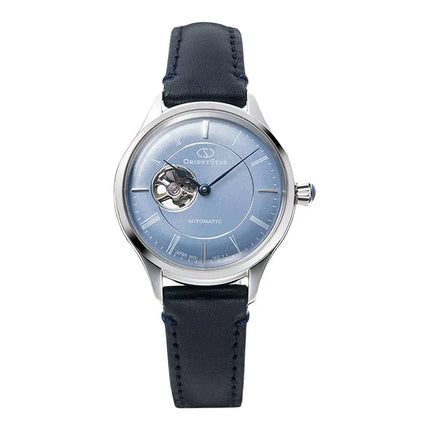 Orient Star RE-ND0012L Mechanical Ladies Open Heart Blue Dial Blue Navy Leather Strap