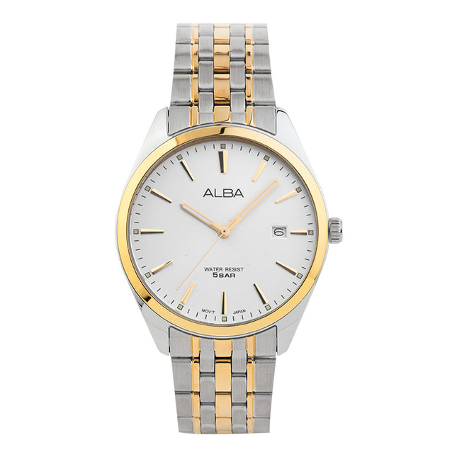 Alba AS9Q96X1 Men Silver Dial Dual Tone Stainless Steel Strap