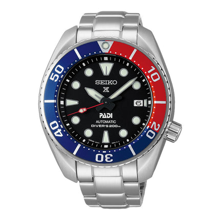 Seiko Prospex SPB181J1 PADI Sumo Pepsi Automatic Black Dial Stainless Steel Strap