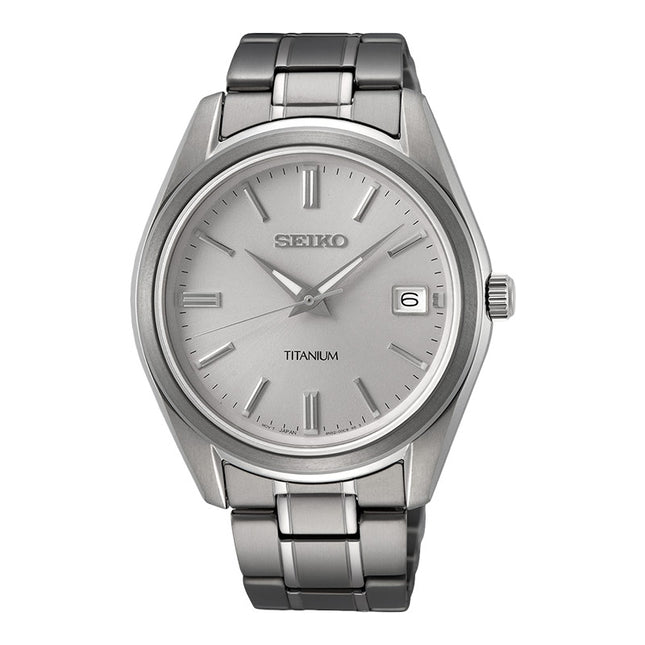 Seiko Classic SUR369P1 Discover More Silver Dial Titanium Strap