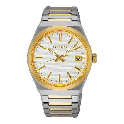 Seiko Classic SUR558P1 Men White Dial Dual Tone Stainless Steel Strap