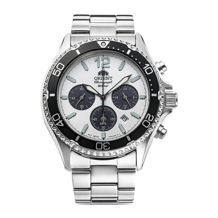Orient Sports RA-TX0203S Mako Solar Panda Chronograph Dual Tone Dial Metal Strap