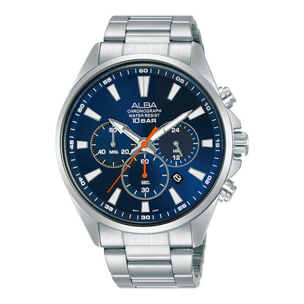 Alba Active AT3G55X1 Chronograph Men Dark Blue Dial Stainless Steel Strap