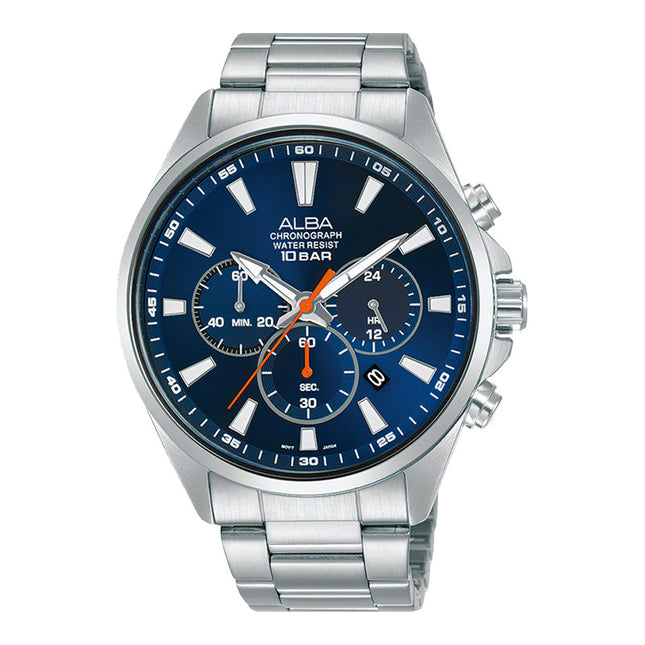 Alba Active AT3G55X1 Chronograph Men Dark Blue Dial Stainless Steel Strap