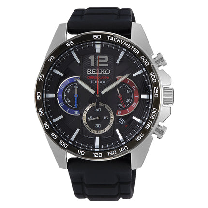 Seiko Chronograph SSB347P1 Neo Sport Black Dial Black Rubber Strap