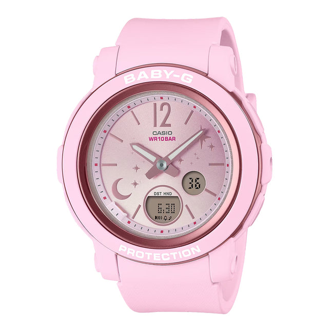 Casio Baby-G BGA-290DS-4ADR Moon & Stars Digital Analog Gradation Dial Pink Resin Band