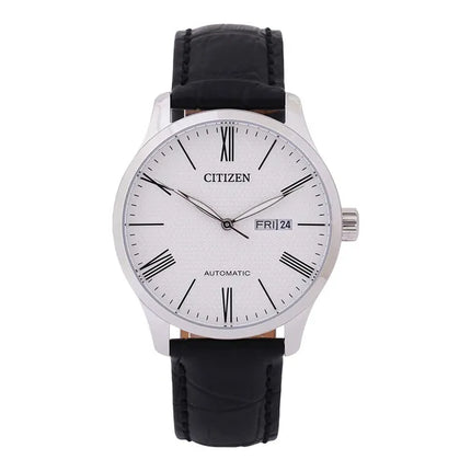 Citizen Mechanical NH8350-08A Automatic White Pattern Dial Black Leather Strap