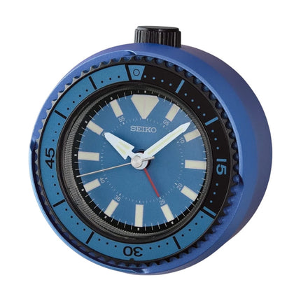 Seiko Bedside Alarm Clock QHE207E Fidget Spinner 9.7cm Blue Dial