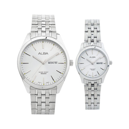 Alba AN8073X1_AJ6177X1 Couple Silver Dial Stainless Steel Strap