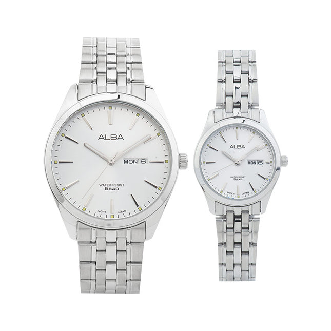 Alba AN8073X1_AJ6177X1 Couple Silver Dial Stainless Steel Strap