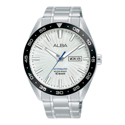Alba Mechanical A3B011X1 Automatic Men Silver White Patterned Dial Stainless Steel Strap