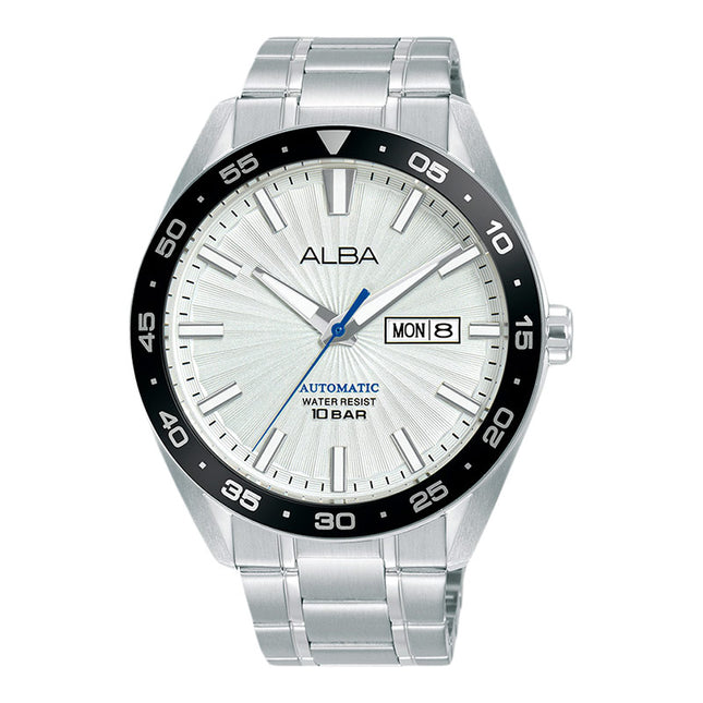 Alba Mechanical A3B011X1 Automatic Men Silver White Patterned Dial Stainless Steel Strap